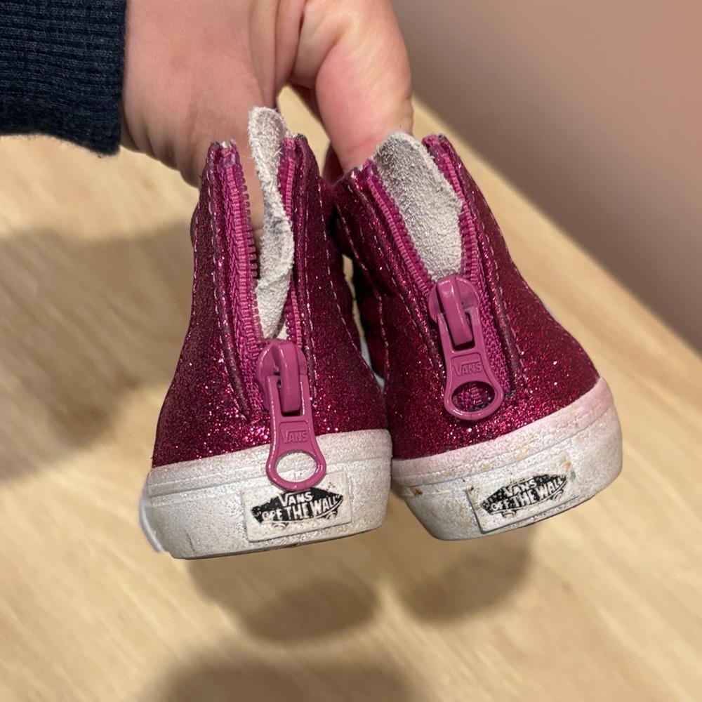 Vans Kids Glittery hot pink High-Top Sneakers - Picture 3 of 4